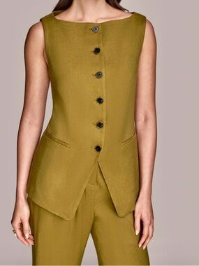 Donna Karan Tailored Vest and Pants Set Linen